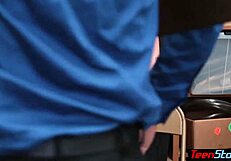 yo, see this cute teen 18+ thief with small tits banged by mall cops