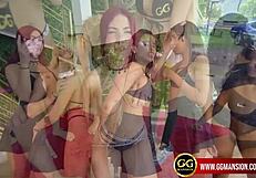 redhead newbie joins cheerleading squad for team practice