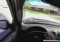 Young man, wearing glasses, performs oral sex in a car in exchange for cash