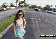 Teen In Glasses Blows Me By The Car!
