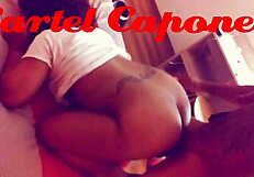 Ebony babe bent over in doggystyle taking big black cock