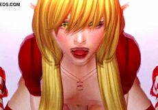 Elf races in cowgirl position on cock