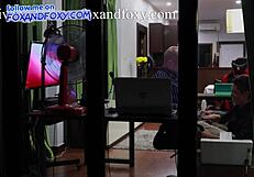 coworker motivates with dick sucking in office