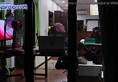 coworker motivates with dick sucking in office