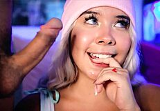 Sexy latina babe sucks cock intensely