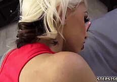 Blonde Strap Dominates Suspended Step Sis in Hardcore Bondage Fetish