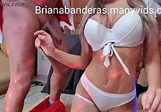 I, Briana Banderas, have an exciting encounter with Papa Noel and Marco Banderas in a trio