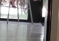 Mature woman engages in detailed shoe play activities