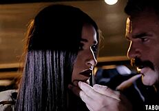 Petite Brunette Submits in Stockings Threesome Hardcore