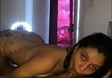 Striking MILF adult movie babe takes on a big cock in an interracial fuck fest