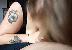 Blonde BBW Sucks and Swallows Cum