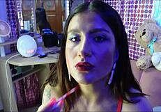 Latina babe chilling and smoking, her athletic brunette body with big ass and petite frame in amateur fetish setting.