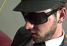 Horny chauffeur fucks busty brunette intensely