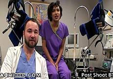 Freshman Jackie Banes Orgasms From Nurses' Vibrator