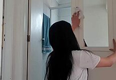 after a hard cleaning session, nothing beats relaxing with something sexy