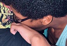 I watch the nerd swallow my big black cock