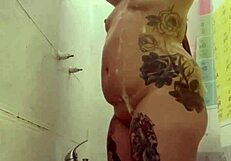 alina modelista strips naked in steamy shower for sexy hot bath session