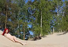 naked redhead in public outdoor reality setting