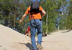 naked redhead in public outdoor reality setting