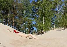 naked redhead in public outdoor reality setting