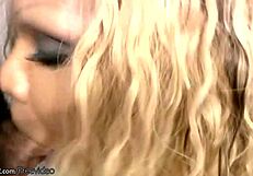 Black Tranny With Blonde Hair Strips, Wanks, and Sucks Big Cock