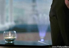 Horny Cougar Licking and Blowing Cock with Gagging and Swallowing