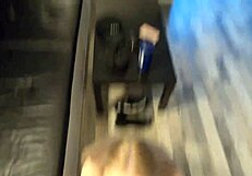 Maya Johansson sucks stranger's cock at gym and swallows cum in public outdoor scene