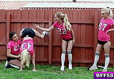 Horny Guys Feed Cocks To Teens In Jerseys And Knee Highs