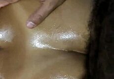 Husband feels his wife’s wet pussy during massage