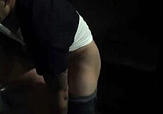 punished smokey-eyed teen jojo kiss bound in garage domination bondage sex.