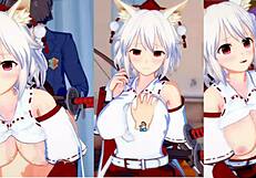 Eroge Koikatsu Touhou Inubashiri Momiji Breast Rubbing 3DCG Big Tits Anime