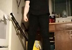 Petite girl works out with big natural tits and ass