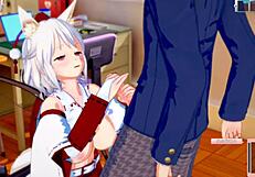 Eroge Koikatsu Touhou Inubashiri Momiji Breast Rubbing 3DCG Big Tits Anime