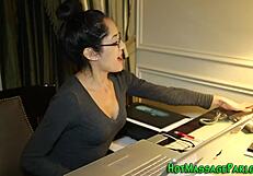 latina masseuse gives sensual blowjob and handjob in pov 4some session