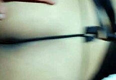 Latina in black lingerie lets him ride her doggystyle and begs for more