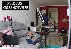 Amateur wife Kriss reveals big boobs and a tight body to a lucky man