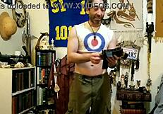 Gay amateur man dressed up in cosplay entices with amateur solo masturbation