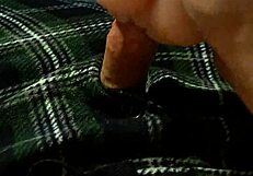 Boldly masturbate in pants, leading to intense cumshot