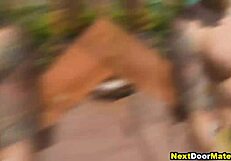 Watch these tattooed gay jocks rim and blow each other bareback by the pool before anal fucking outdoors. Their athletic bodies shine in the public heat.