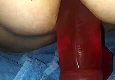 bbw milf riding that big red dildo hard