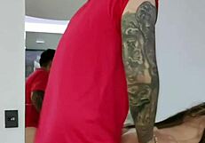 Girl meets neighbor for casual outdoor chat