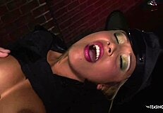 Instead of arresting, horny cop fucks handsome guy with big tits, riding cowgirl and sideways