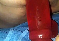 bbw milf riding that big red dildo hard