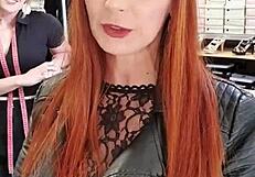 bettie ballhaus shows natural big tits in leather pants