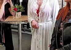 bettie ballhaus shows natural big tits in leather pants