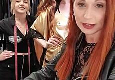 bettie ballhaus shows natural big tits in leather pants