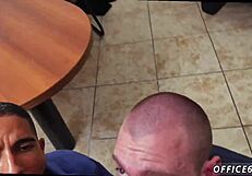 Gay boys engage in bold sex in restroom during pantsless friday videos.