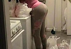 Stuffing ebony college teen with 12-inch monster dick in voyeur bareback outdoor scene.