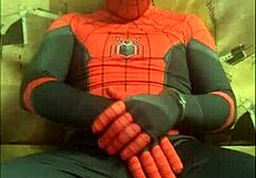 Gay Spiderman Strokes in Spandex!