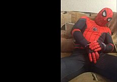 Gay Spiderman Strokes in Spandex!